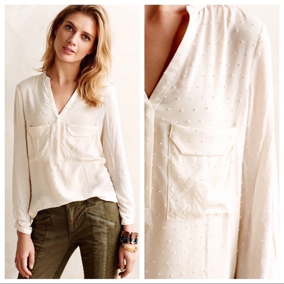 Anthropologie Tops - 💜MUST GO💜 Anthro Maeve Mainstay Henley Ivory 6.